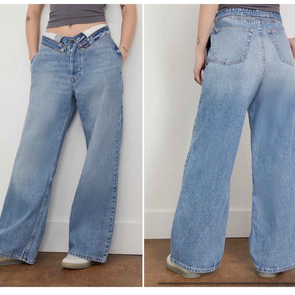 NWT EB Denim Madison Baggy Wide Leg 100% Cotton Made in USA Jeans in Luca - Picture 13 of 14